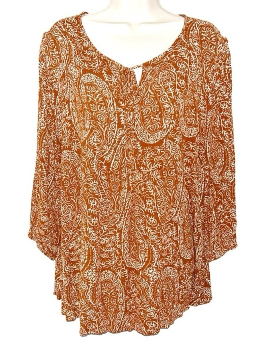 Papermoon Rust & White Paisley Peasant Blouse